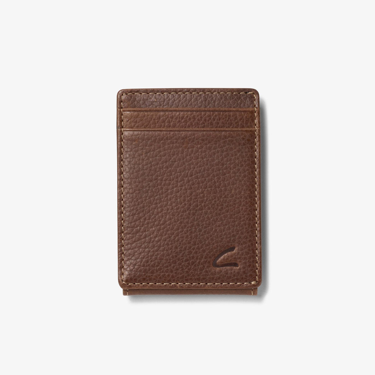 Premium Leather Wide Money Clip Wallet Brown - US 1289