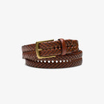 Leather Braided Belt Dark Tan - US 1409