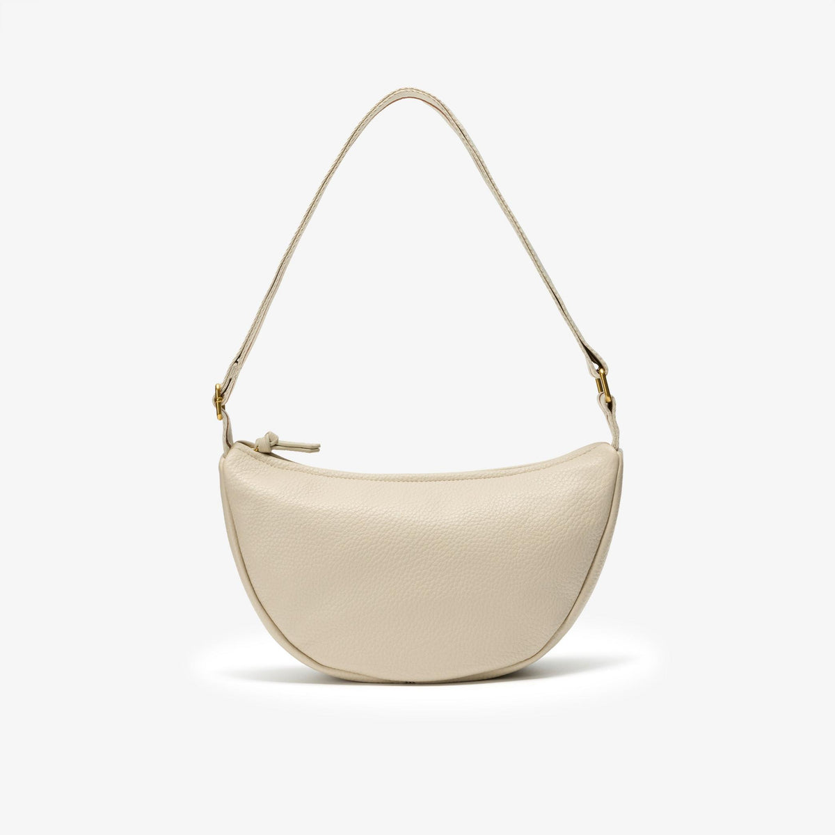 Leather Crescent Crossbody Bag Cream - US 8912