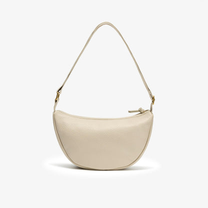Leather Crescent Crossbody Bag Cream - US 8912