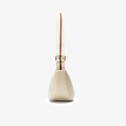 Leather Crescent Crossbody Bag Cream - US 8912