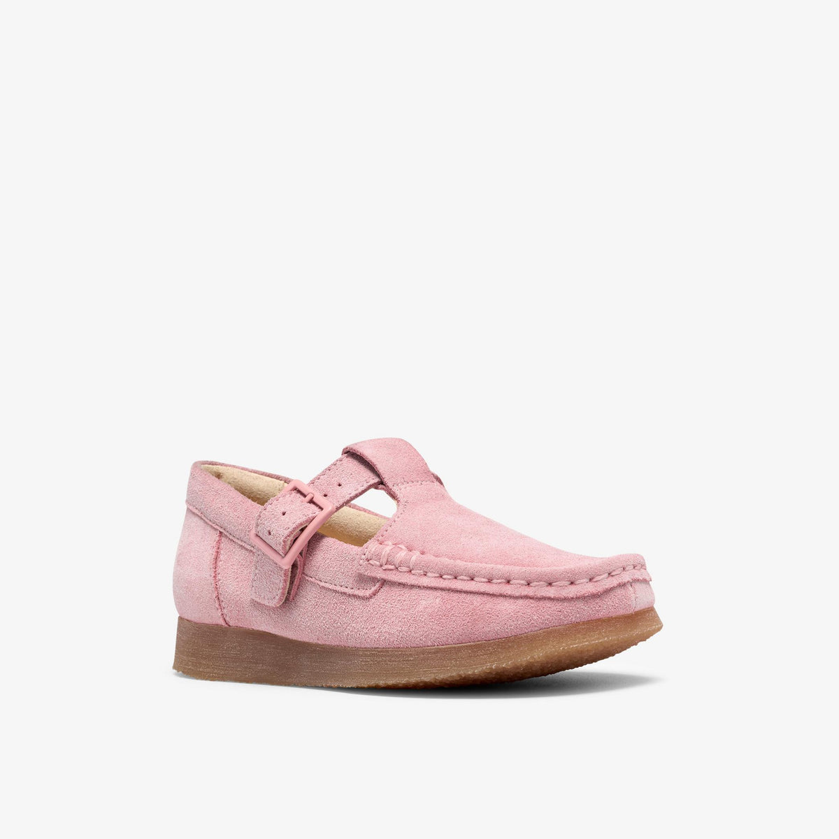 Wallabee T Bar Big Kids Pink Suede - US 3043