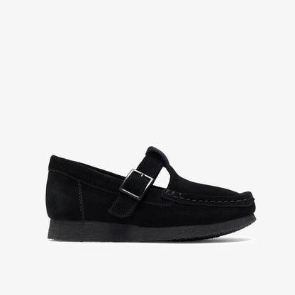 Wallabee T-Bar Kids Black Suede - US 0517