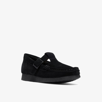 Wallabee T-Bar Kids Black Suede - US 0517