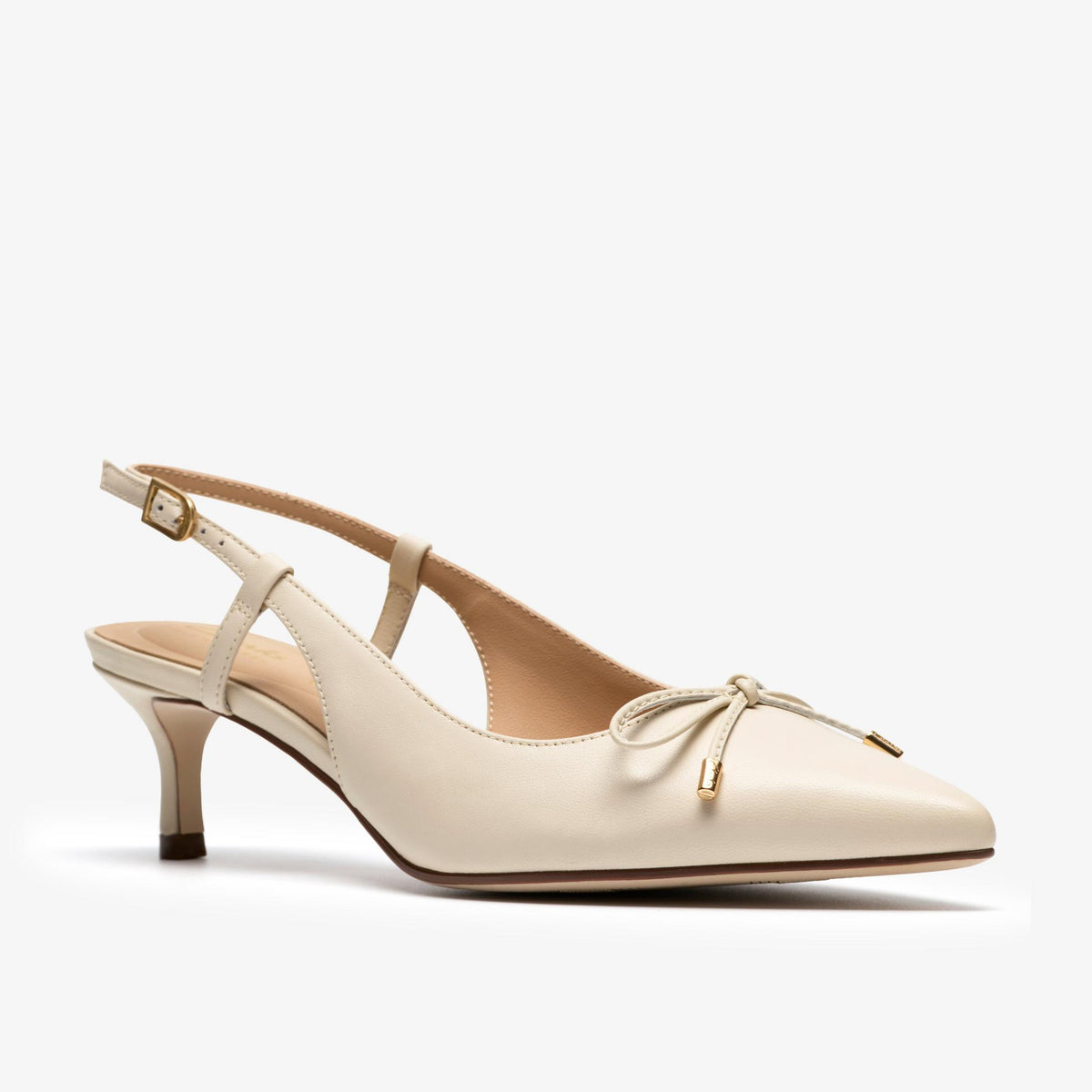Zarey Bow Cream Leather - US 7438