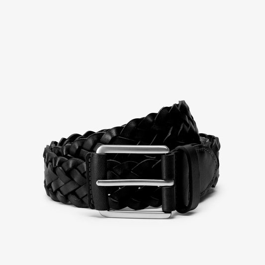 Braided Leather Belt Black - US 8394