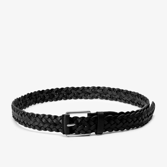 Braided Leather Belt Black - US 8394